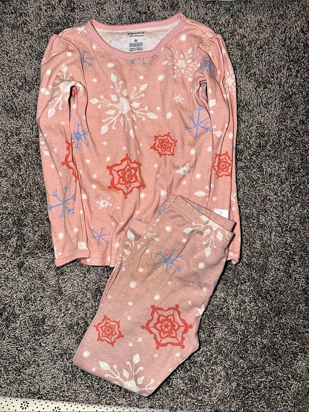 Carter's Floral Pajama Set Pink Girls 4T
